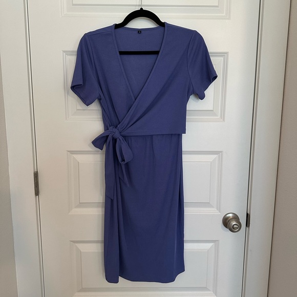 Maternity Dress Short Sleeve Wrap Bodycon Pregnancy Clothes for Baby Shower - Picture 8 of 12